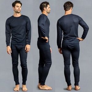 Knocker Mens Thermal Set  Long Sleeve Pajamas Pants Sleep Navy Size L